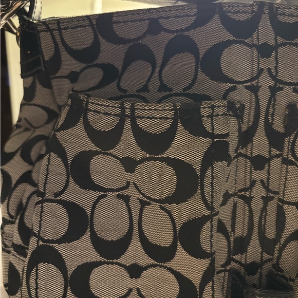 COACH Bleeker 12562 Shoulder Bag Black Patent Leather/Signature Canvas Medium - Picture 7 of 16